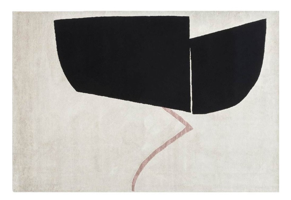 prima foto ANTIQUE ROSE AND BLACK Tappeto fatto a mano in lana