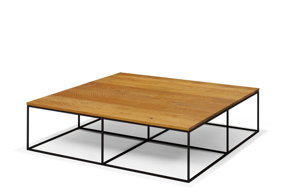 prima foto LOG Tavolino da caffè quadrato in acciaio e legno