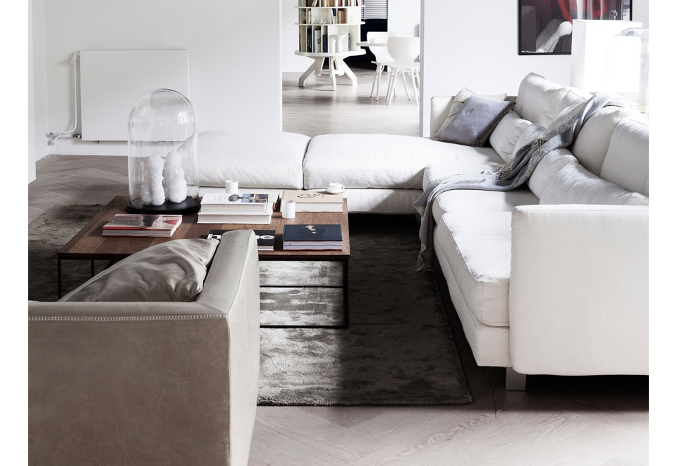 terza foto LOG Tavolino da caffè quadrato in acciaio e legno