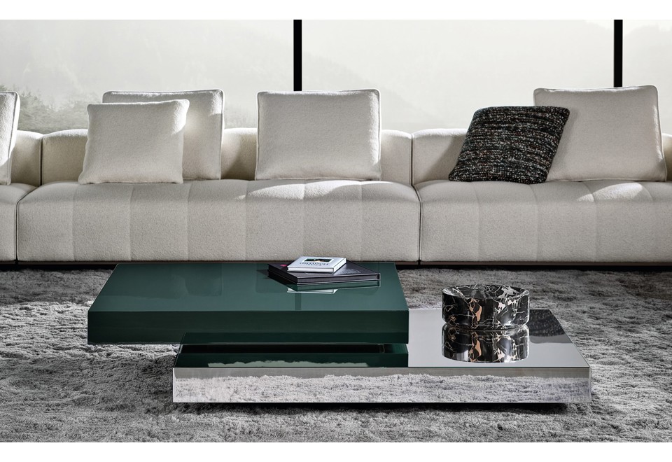 seconda foto SOLID STEEL Tavolino basso in legno laccato e acciaio