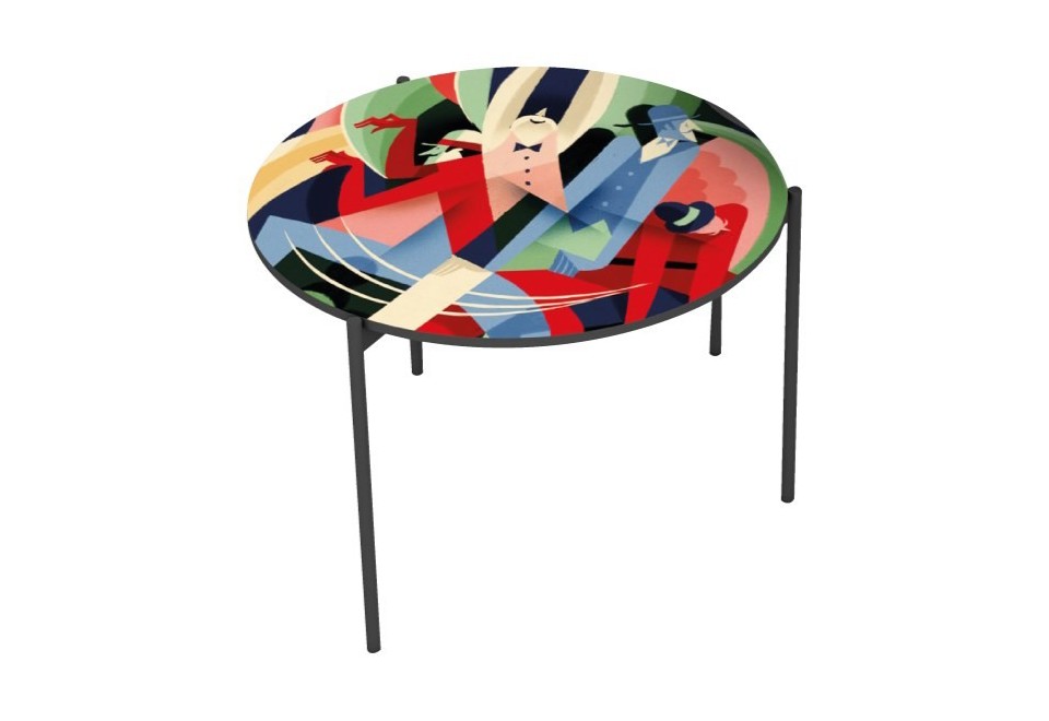 seconda foto ASTRATTO 57 Tavolino basso rotondo in legno