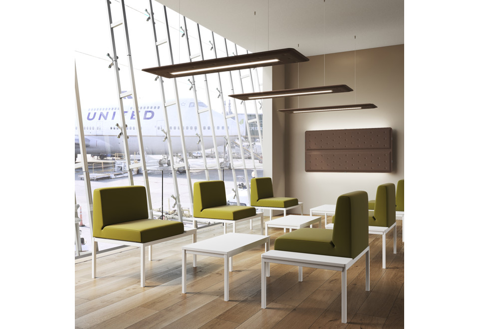 terza foto ZEN Pannello acustico a sospensione con lampada LED