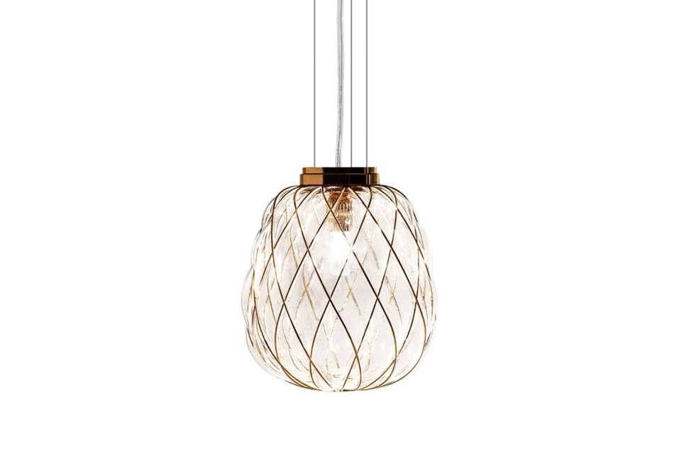 terza foto PINECONE Lampada a sospensione in vetro e metallo