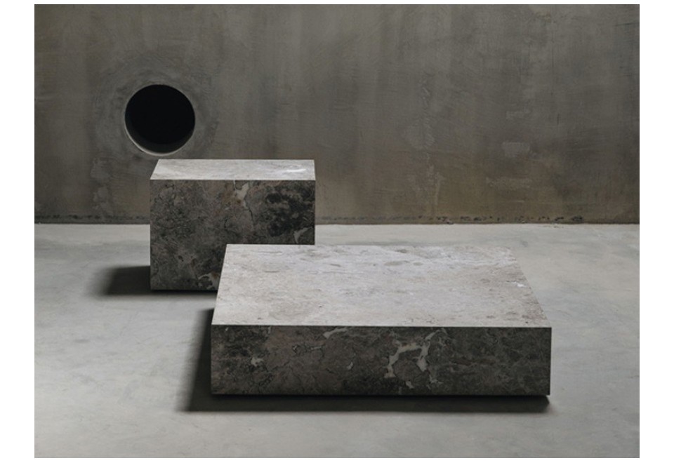 prima foto EDGE L TUNDRA GREY Tavolino basso quadrato in marmo