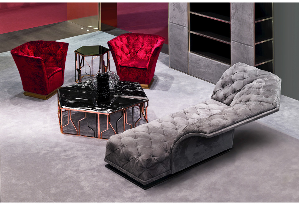 seconda foto NOA Dormeuse capitonné in tessuto