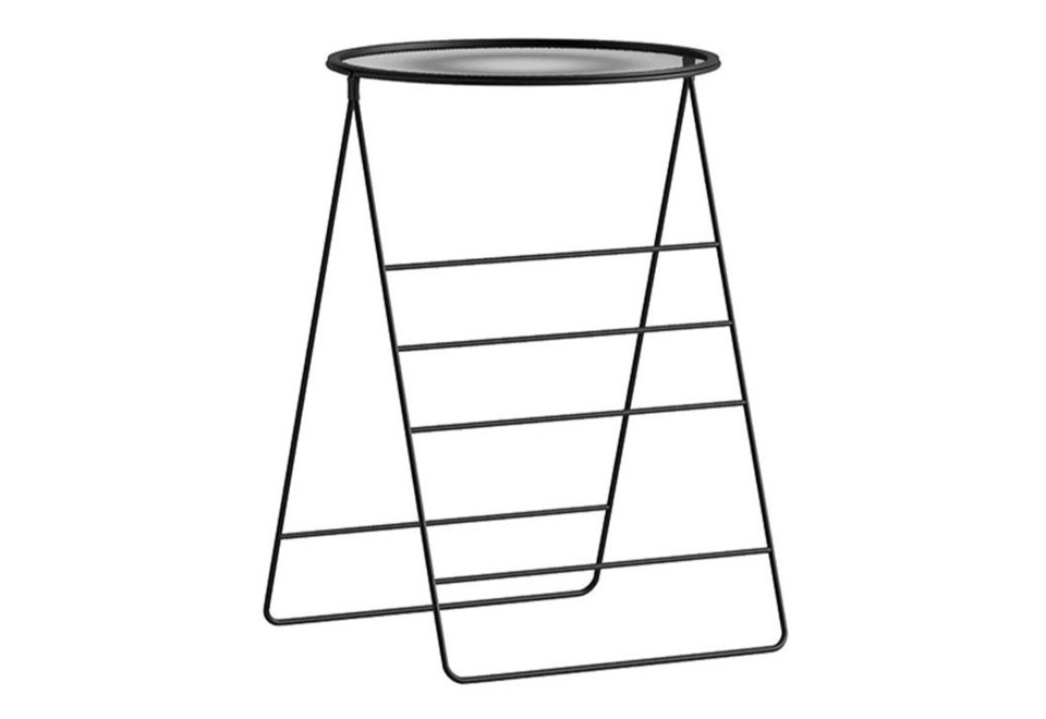 terza foto HI Tavolino alto in metallo verniciato con portariviste con vassoio