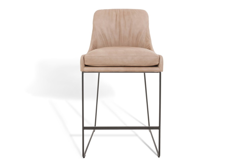 prima foto YOUMA CASUAL Sgabello alto in pelle in stile moderno con cuscino integrato con poggiapiedi