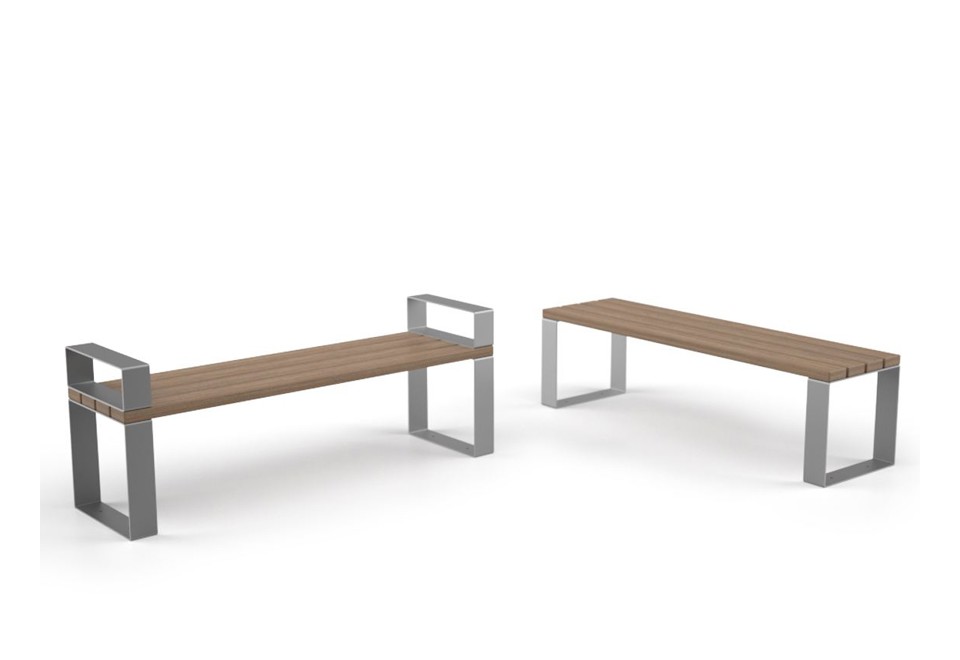 prima foto EIGHT Panchina in acciaio e legno senza schienale