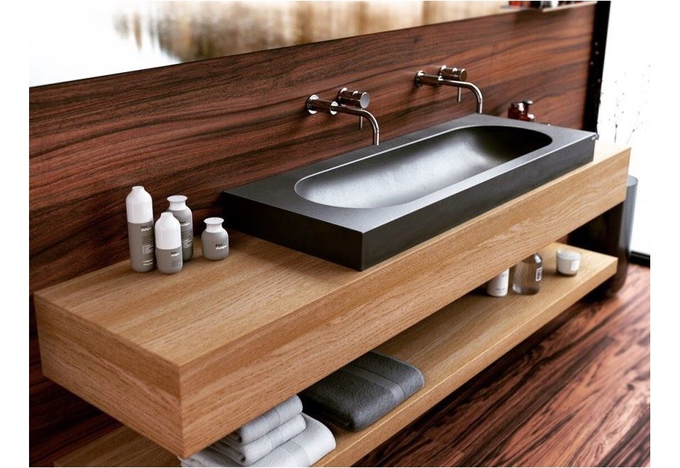seconda foto HARMONY Lavabo da appoggio doppio in calcestruzzo