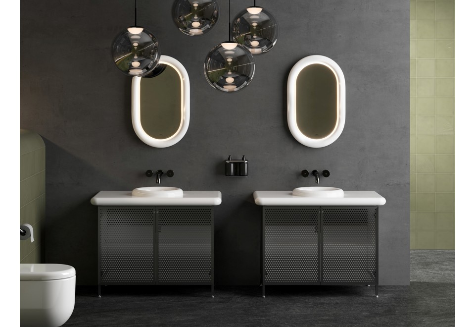 prima foto LIQUID Mobile lavabo da terra singolo con lavabo integrato