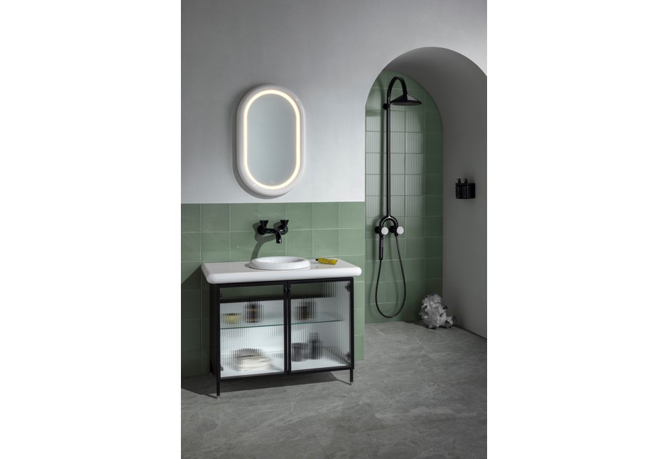 seconda foto LIQUID Mobile lavabo da terra singolo con lavabo integrato