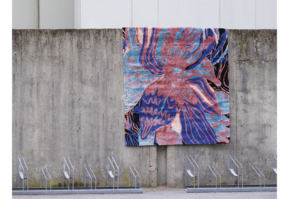 seconda foto PSYCHEDELIC FLOWER Tappeto a fiori fatto a mano rettangolare