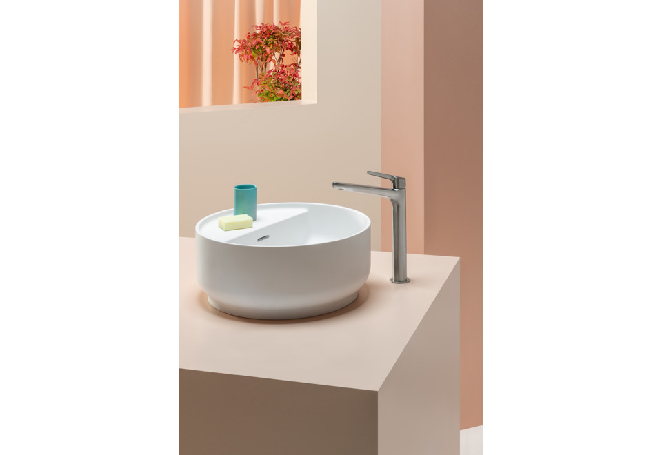 seconda foto BEAM Lavabo da appoggio rotondo in Cristalplant® biobased