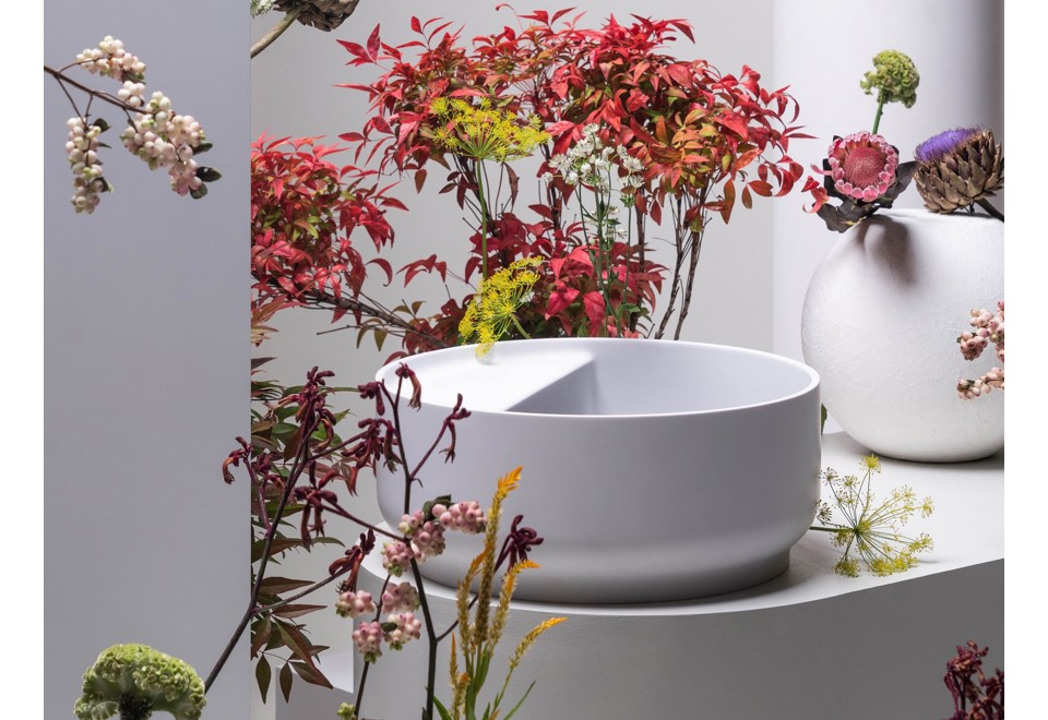 terza foto BEAM Lavabo da appoggio rotondo in Cristalplant® biobased