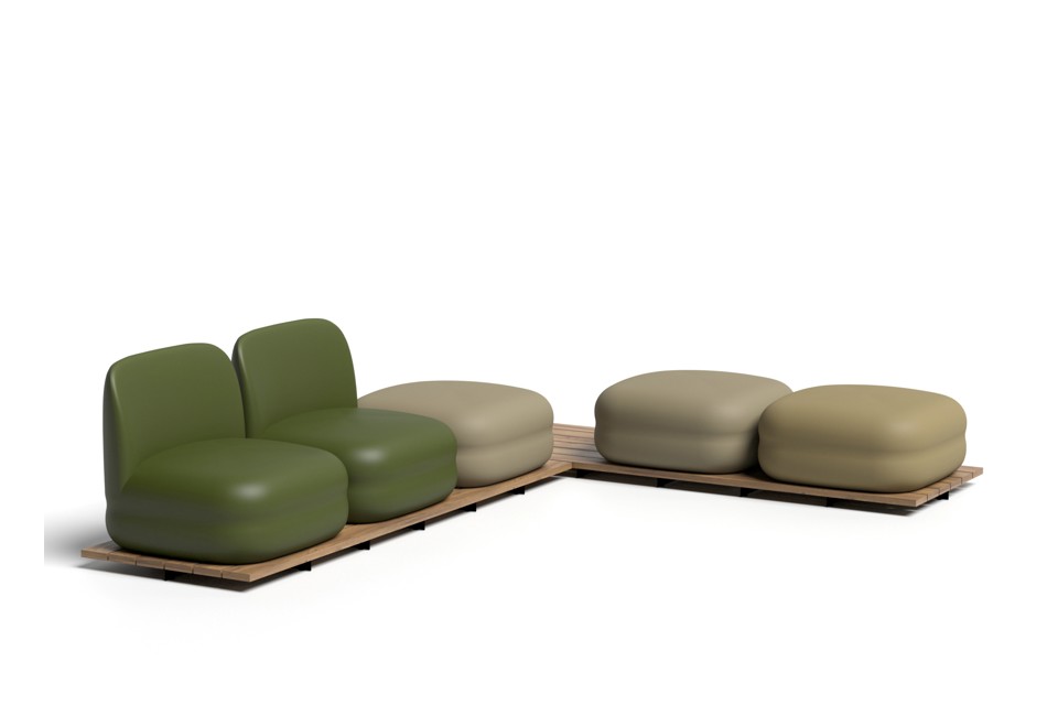 prima foto VISTAS WOOD Divano angolare modulare in poliuretano