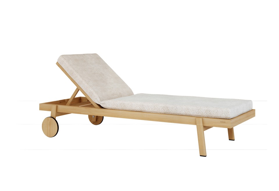 prima foto NOA Lettino da giardino reclinabile in teak con ruote