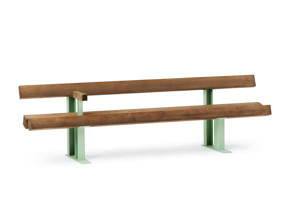 prima foto YPSILON Panchina in acciaio e legno con schienale