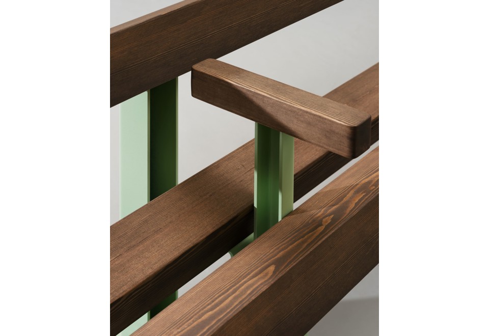 seconda foto YPSILON Panchina in acciaio e legno con schienale