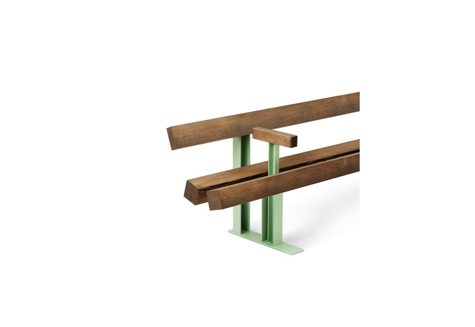 terza foto YPSILON Panchina in acciaio e legno con schienale