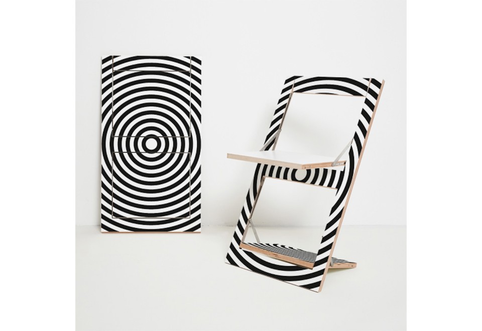 prima foto FLÄPPS FOLDING CHAIR OP ART CIRCLE Sedia pieghevole in compensato