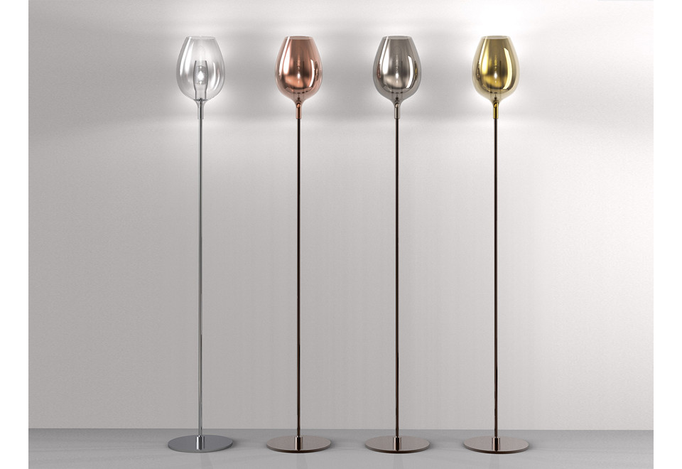 prima foto ROSÈ Lampada da terra a LED in vetro soffiato