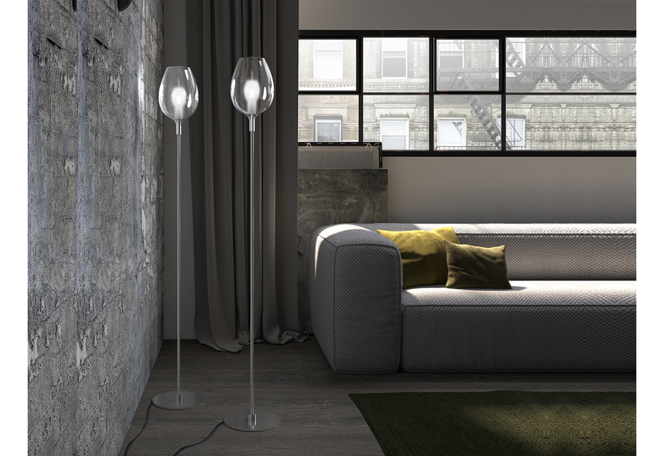 seconda foto ROSÈ Lampada da terra a LED in vetro soffiato