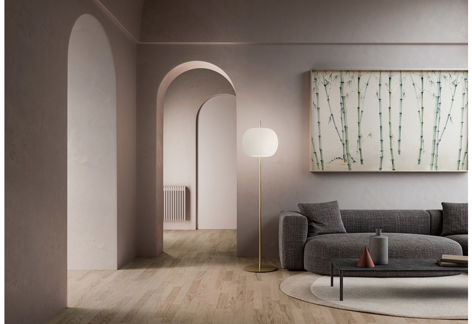 terza foto KUSHI XL Lampada da terra in vetro opale