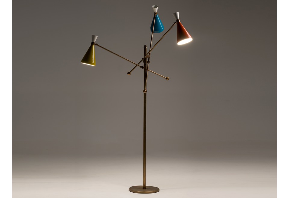 prima foto FLIPPER Lampada da terra in ottone e alluminio