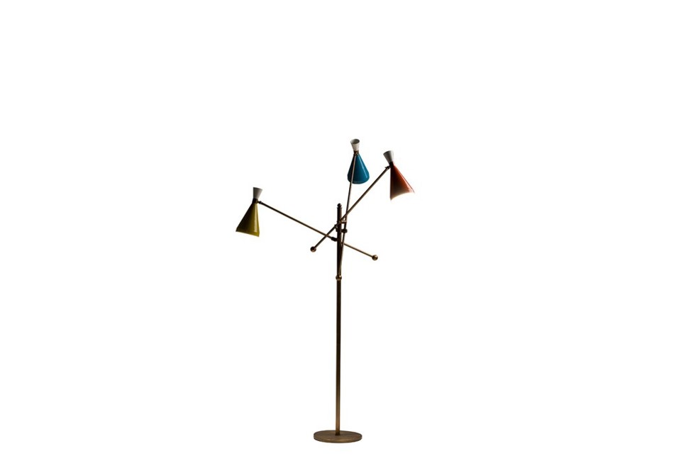 seconda foto FLIPPER Lampada da terra in ottone e alluminio