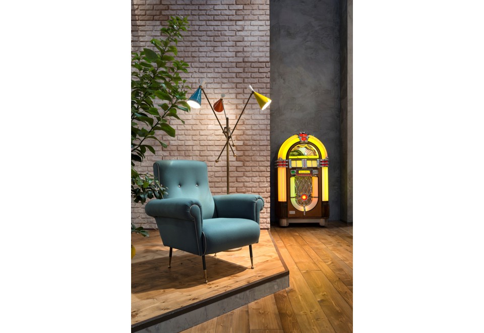 terza foto FLIPPER Lampada da terra in ottone e alluminio