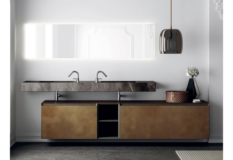 prima foto 360GRADI 04 Arredo bagno completo in bronzo nuvolato e marmo