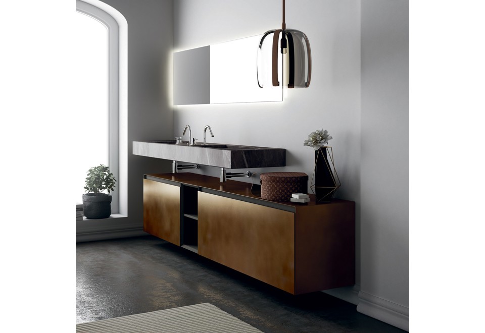 seconda foto 360GRADI 04 Arredo bagno completo in bronzo nuvolato e marmo