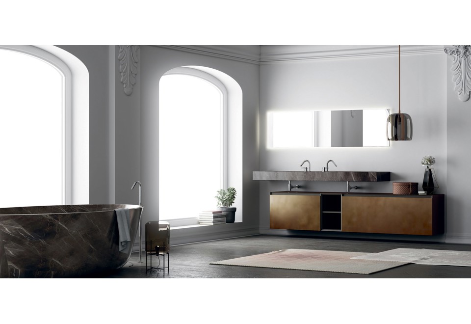 terza foto 360GRADI 04 Arredo bagno completo in bronzo nuvolato e marmo