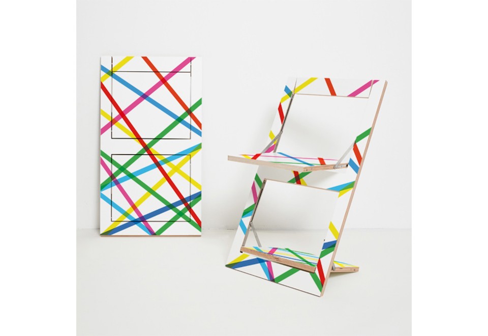 prima foto FLÄPPS FOLDING CHAIR COLORED LINES Sedia pieghevole in compensato