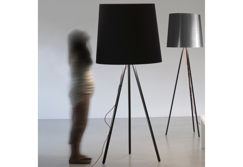 prima foto EVA Lampada da terra in metallo con paralume in tessuto