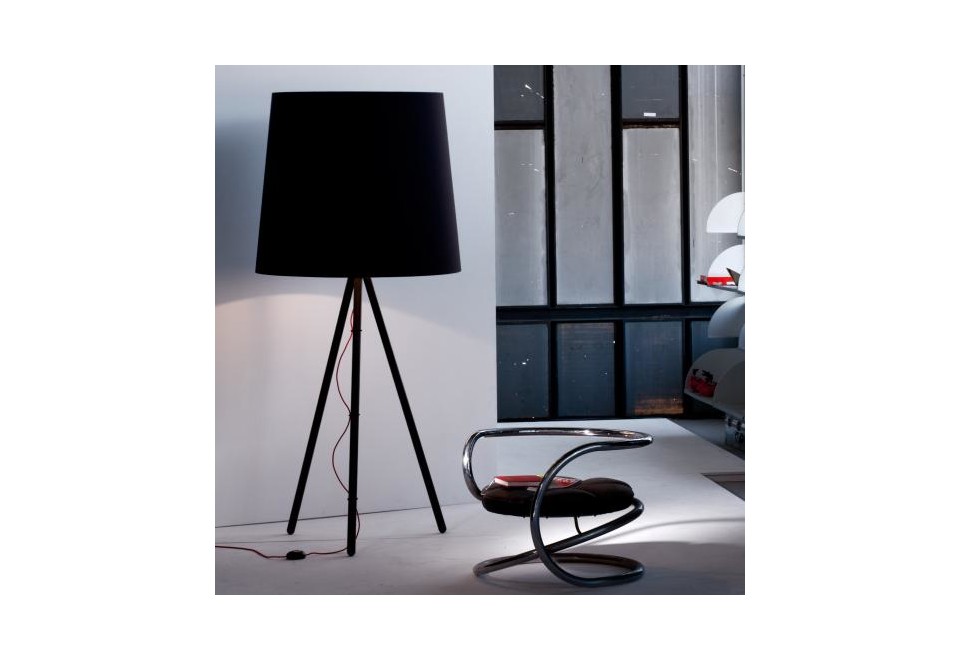 seconda foto EVA Lampada da terra in metallo con paralume in tessuto