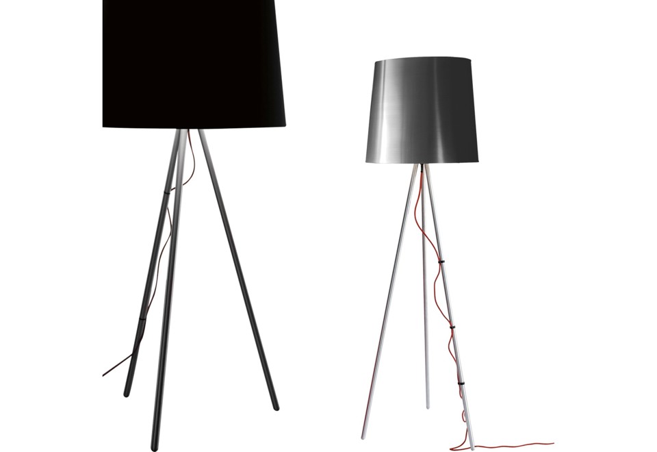 prima foto EVA Lampada da terra in metallo con paralume in tessuto