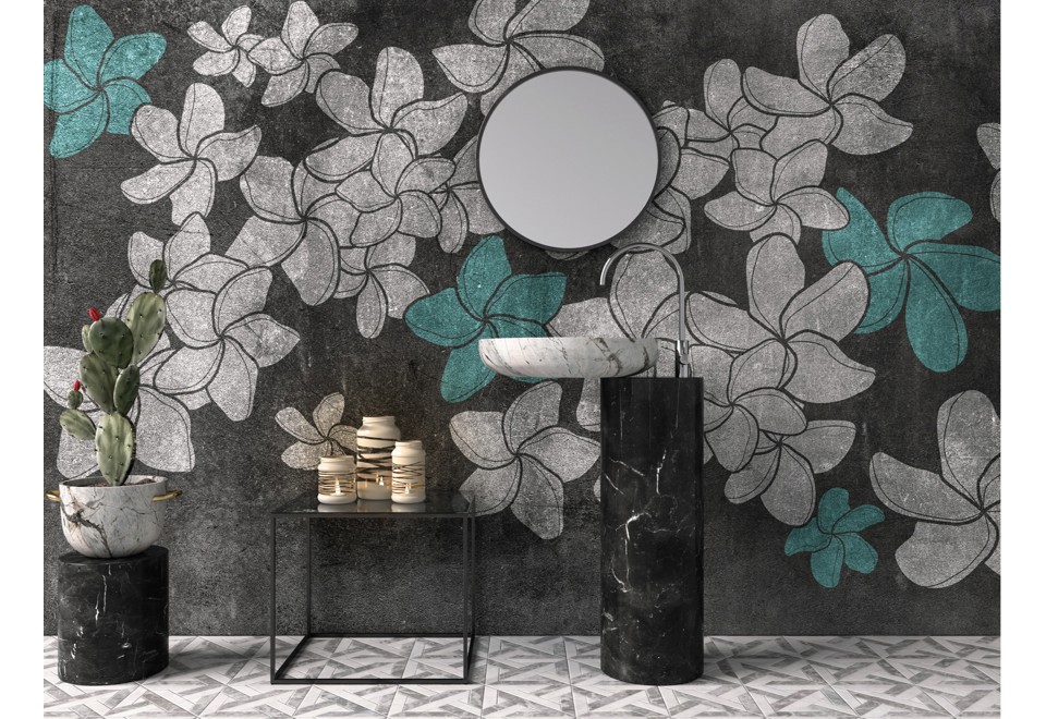 prima foto FRANGIPANI Carta da parati lavabile in vinile con motivi floreali