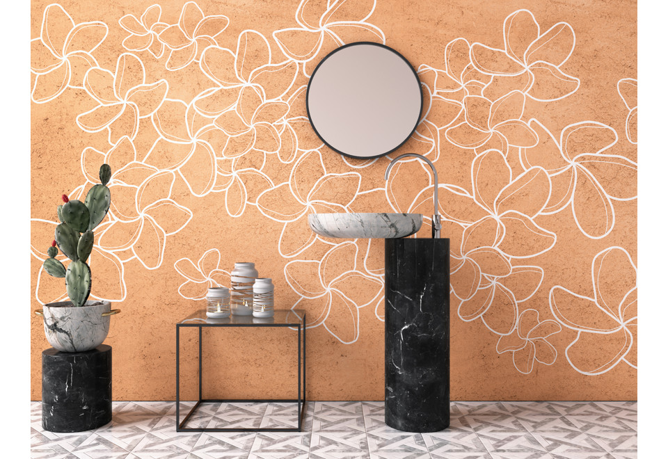 seconda foto FRANGIPANI Carta da parati lavabile in vinile con motivi floreali