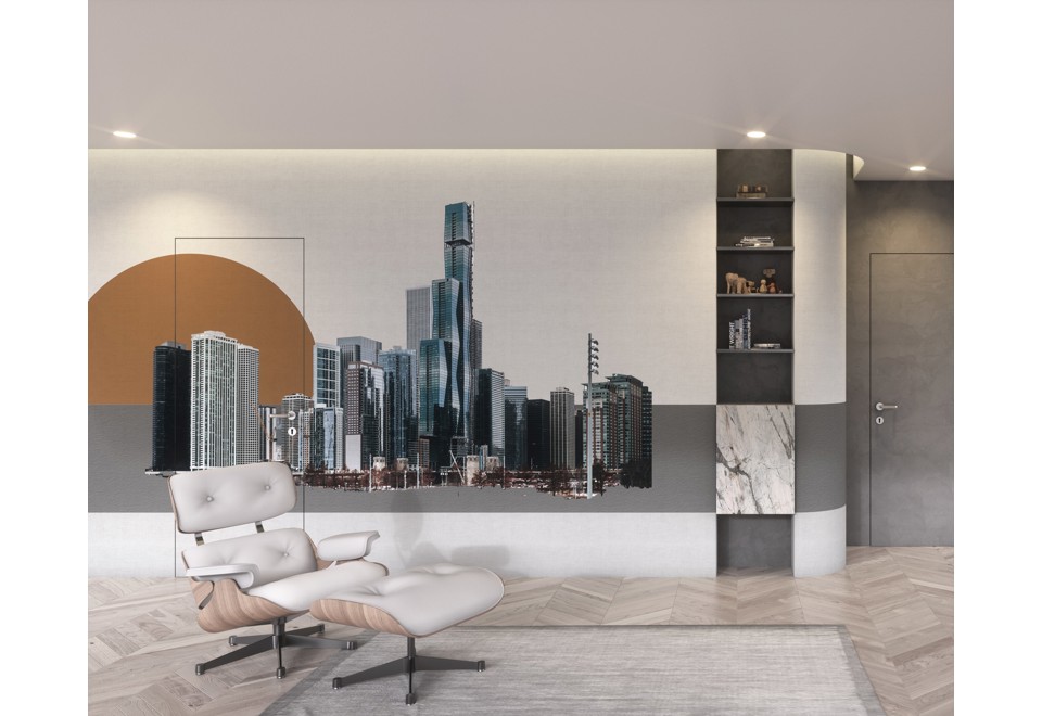 seconda foto CHICAGO Carta da parati lavabile in vinile con paesaggi