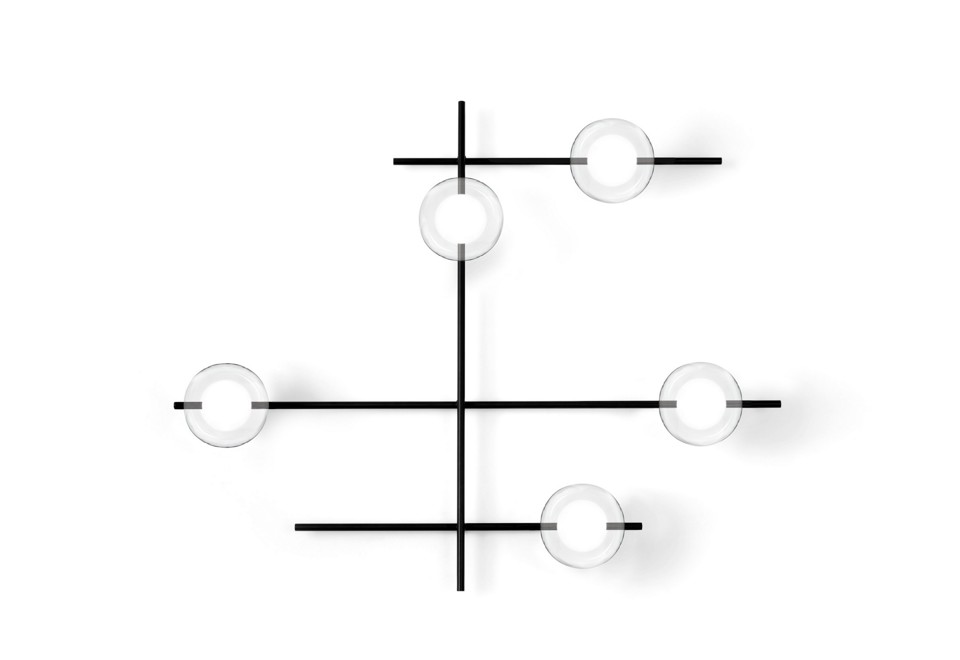 seconda foto MIKADO 5 Lampada da parete in vetro opale e metallo