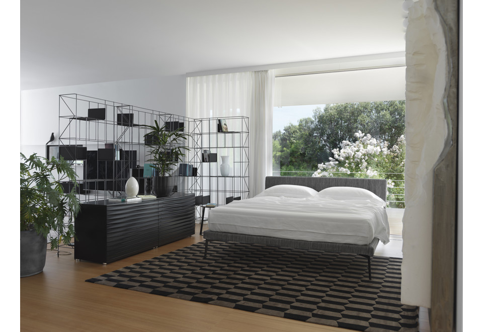 seconda foto EBRIDI TESSILE MID CENTURY Letto imbottito sfoderabile matrimoniale o singolo