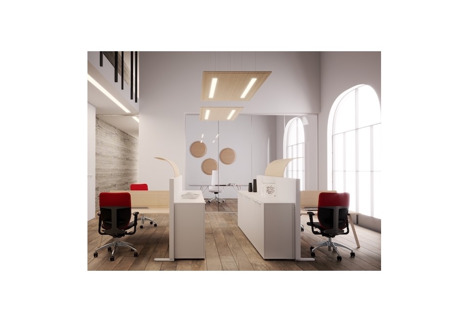 prima foto SOUND Pannello acustico a sospensione in melamina con illuminazione integrata