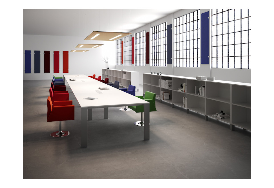 seconda foto SOUND Pannello acustico a sospensione in melamina con illuminazione integrata