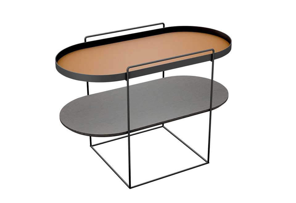 prima foto ENEA Tavolino ovale in metallo con vano contenitore da salotto