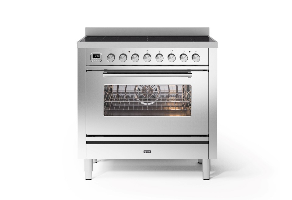 prima foto Cucina a libera installazione in acciaio con piano cottura a induzione