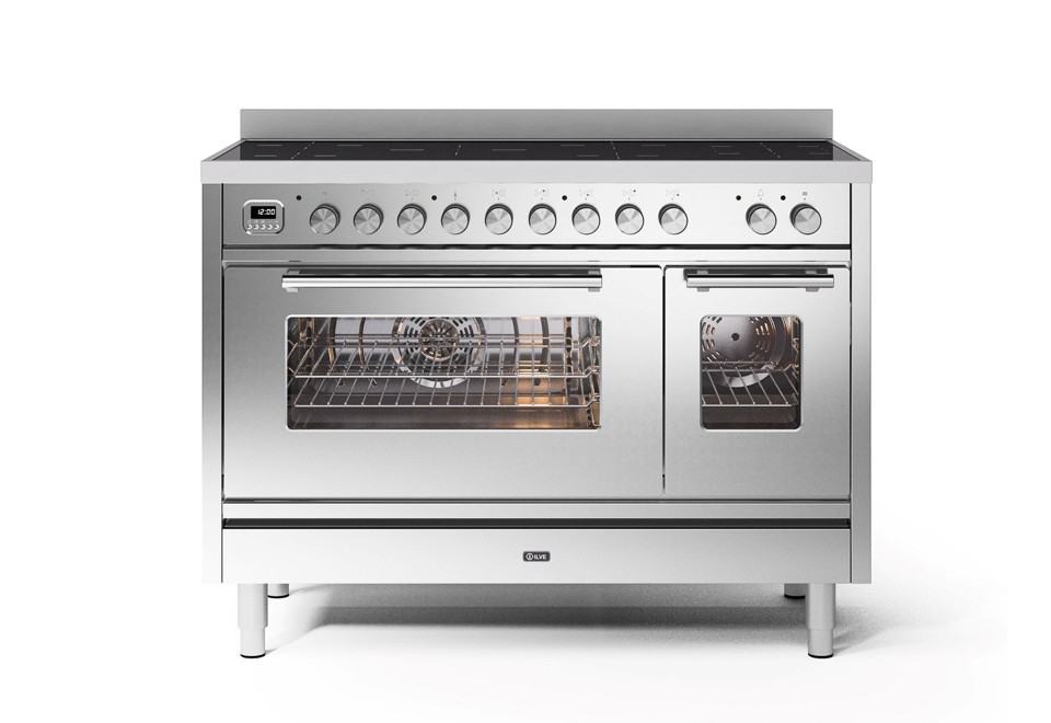 prima foto Cucina a libera installazione in acciaio con piano cottura a induzione