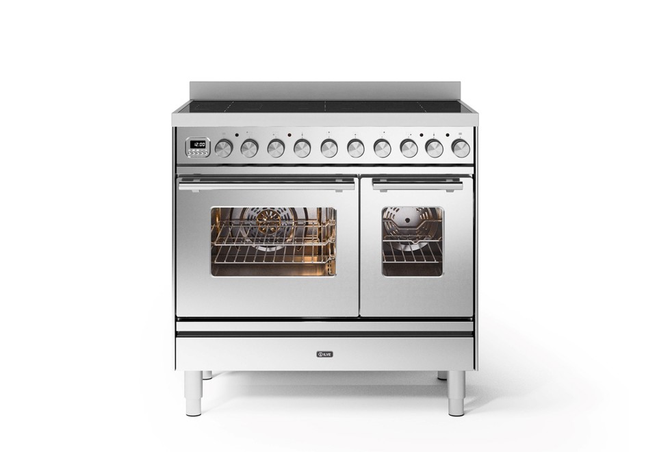 prima foto Cucina a libera installazione in acciaio con piano cottura a induzione