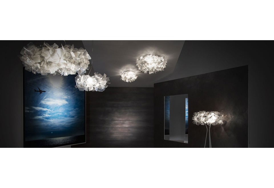 terza foto CLIZIA FUMÈ SMALL Lampada a soffitto/parete in Lentiflex® e Cristalflex Fumé®