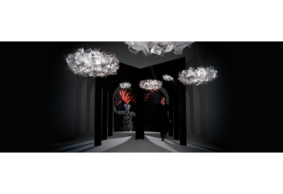 terza foto CLIZIA FUMÉ LARGE Lampada a sospensione in Lentiflex® e Cristalflex Fumé®